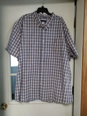New Basic Editions Light Pink Navy Blue Plaid  Button Down Shirt Men's 5XL